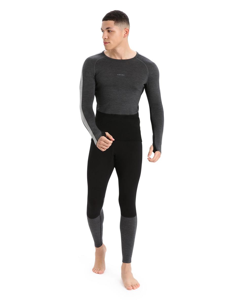 Icebreaker 200 ZoneKnit™ Merino Long Sleeve Crewe Miesten Base Layers Mustat | FI 1327GSOL